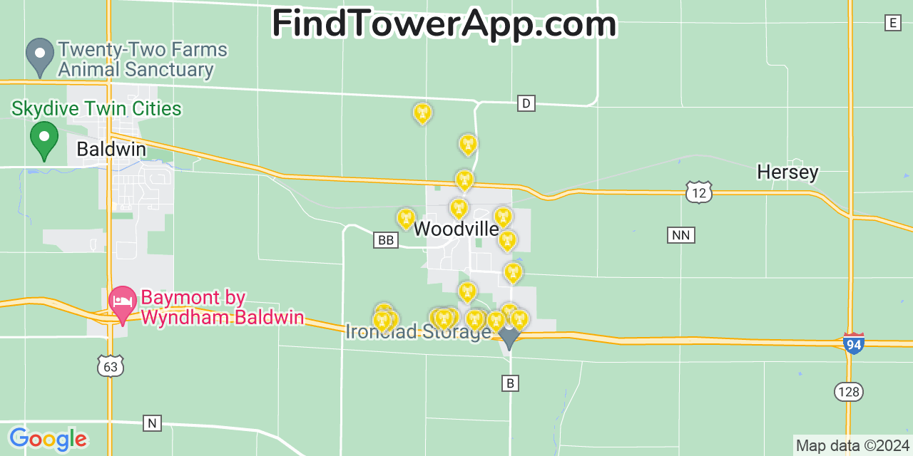 T-Mobile 4G/5G cell tower coverage map Woodville, Wisconsin