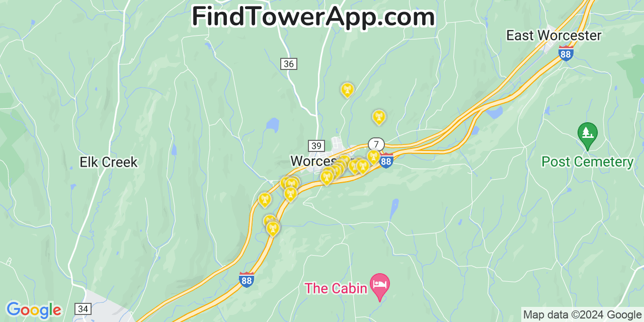 T-Mobile 4G/5G cell tower coverage map Worcester, New York