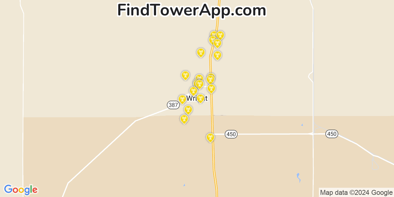 AT&T 4G/5G cell tower coverage map Wright, Wyoming