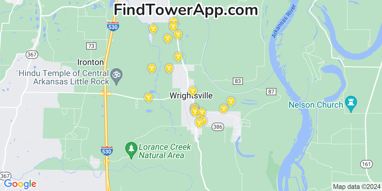 Verizon 4G/5G cell tower coverage map Wrightsville, Arkansas