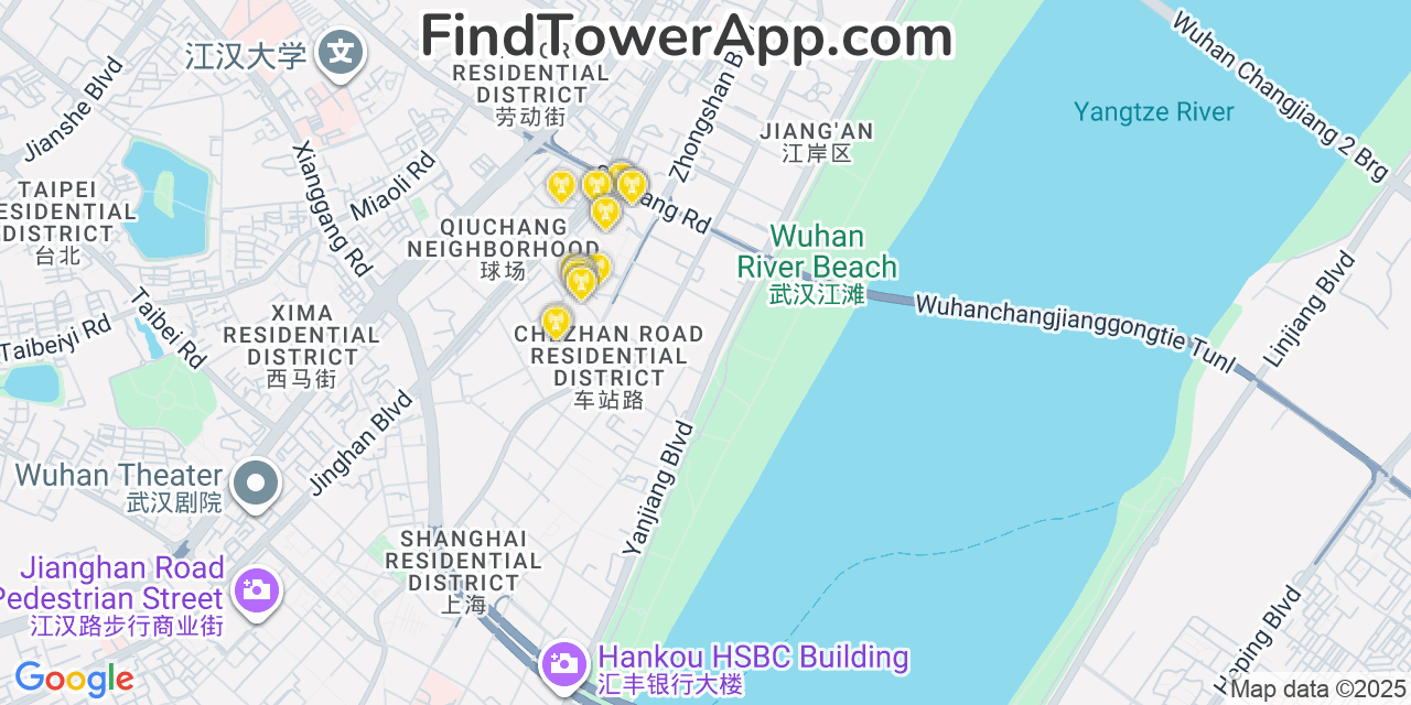 Wuhan Cell Towers, China - FindTower App Coverage Maps