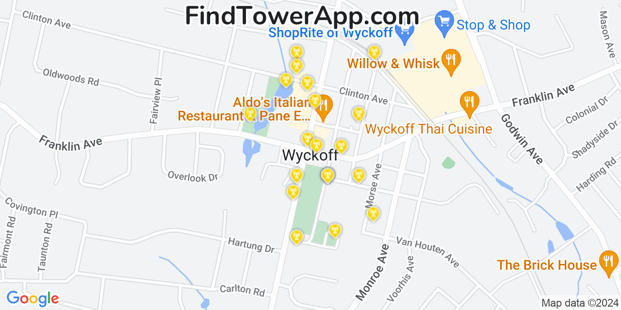 AT&T 4G/5G cell tower coverage map Wyckoff, New Jersey