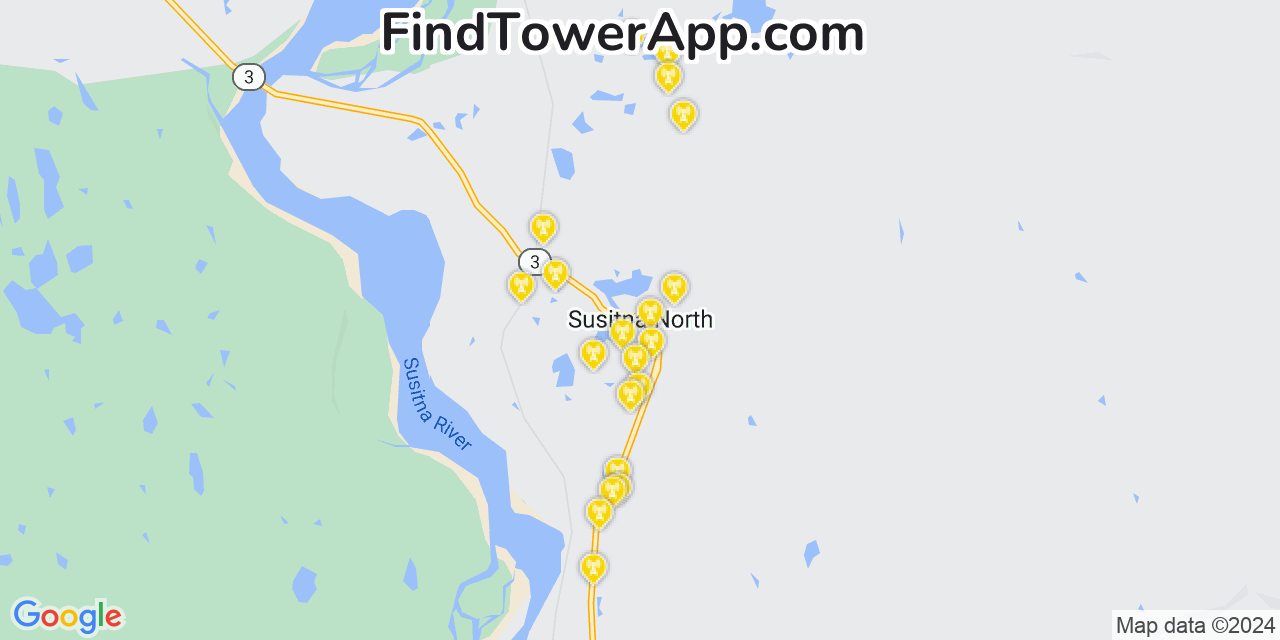 Verizon 4G/5G cell tower coverage map Y, Alaska