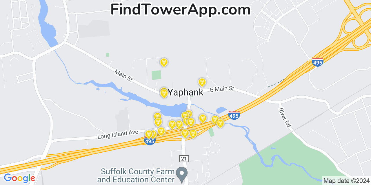 AT&T 4G/5G cell tower coverage map Yaphank, New York