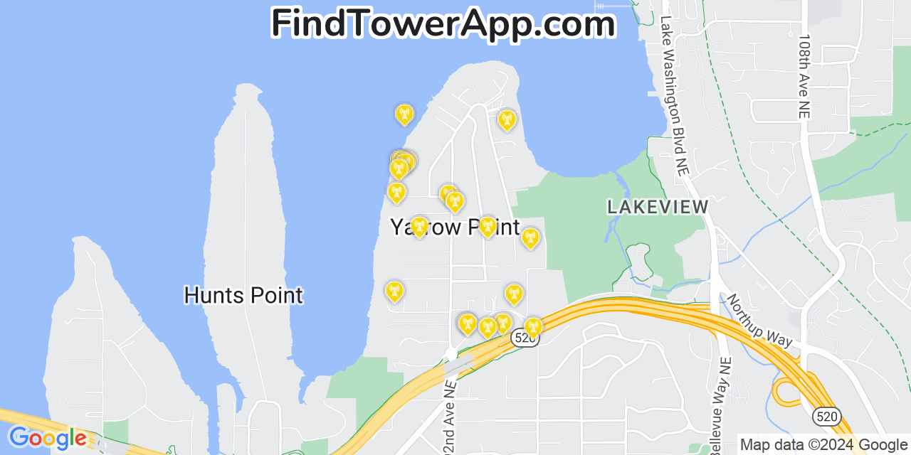 T-Mobile 4G/5G cell tower coverage map Yarrow Point, Washington