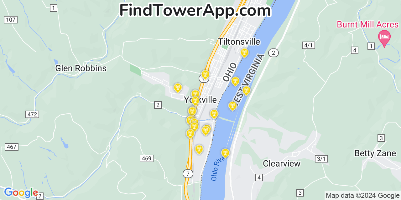 T-Mobile 4G/5G cell tower coverage map Yorkville, Ohio