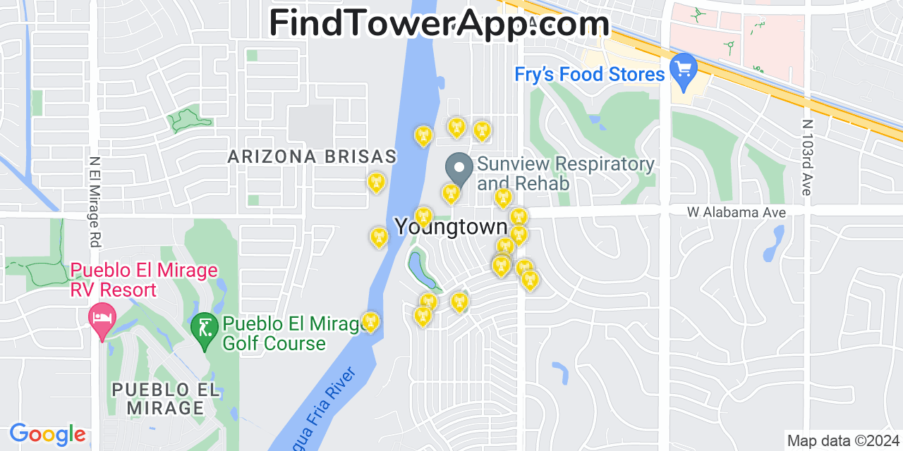 T-Mobile 4G/5G cell tower coverage map Youngtown, Arizona