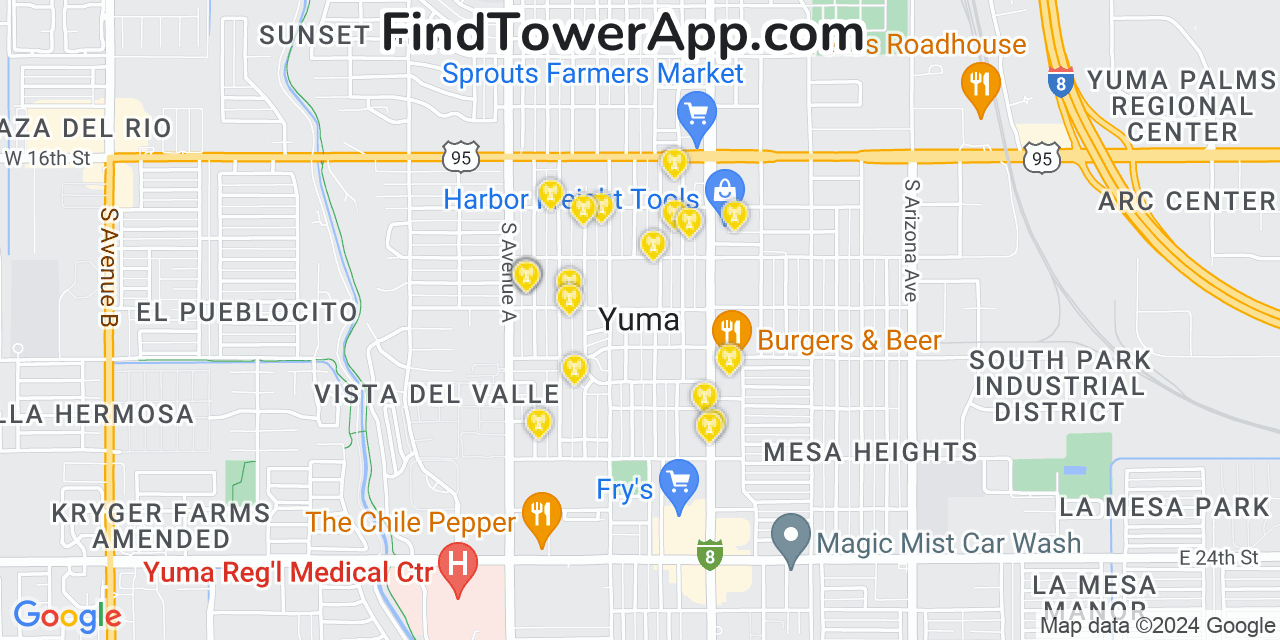 T-Mobile 4G/5G cell tower coverage map Yuma, Arizona