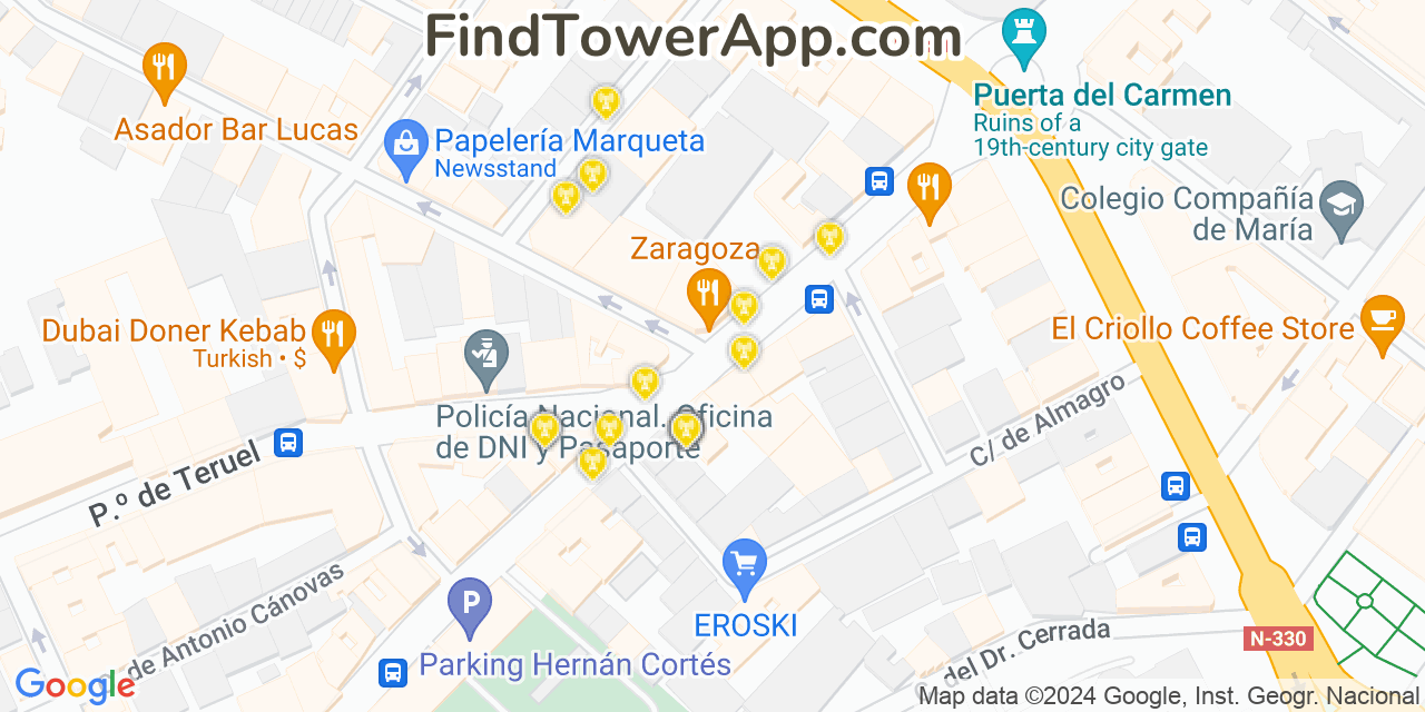 Zaragoza (Spain) 4G/5G cell tower coverage map
